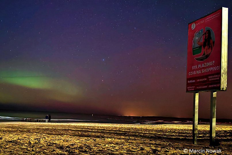 ZORZA POLARNA w Ustce. PIĘKNE niebo!