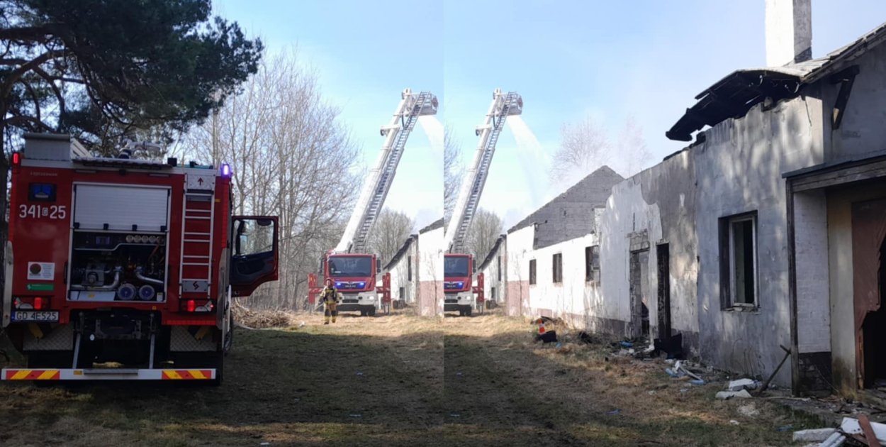 Pożar pustostanu po dawnym PGR. 15 zastępów straży w akcji